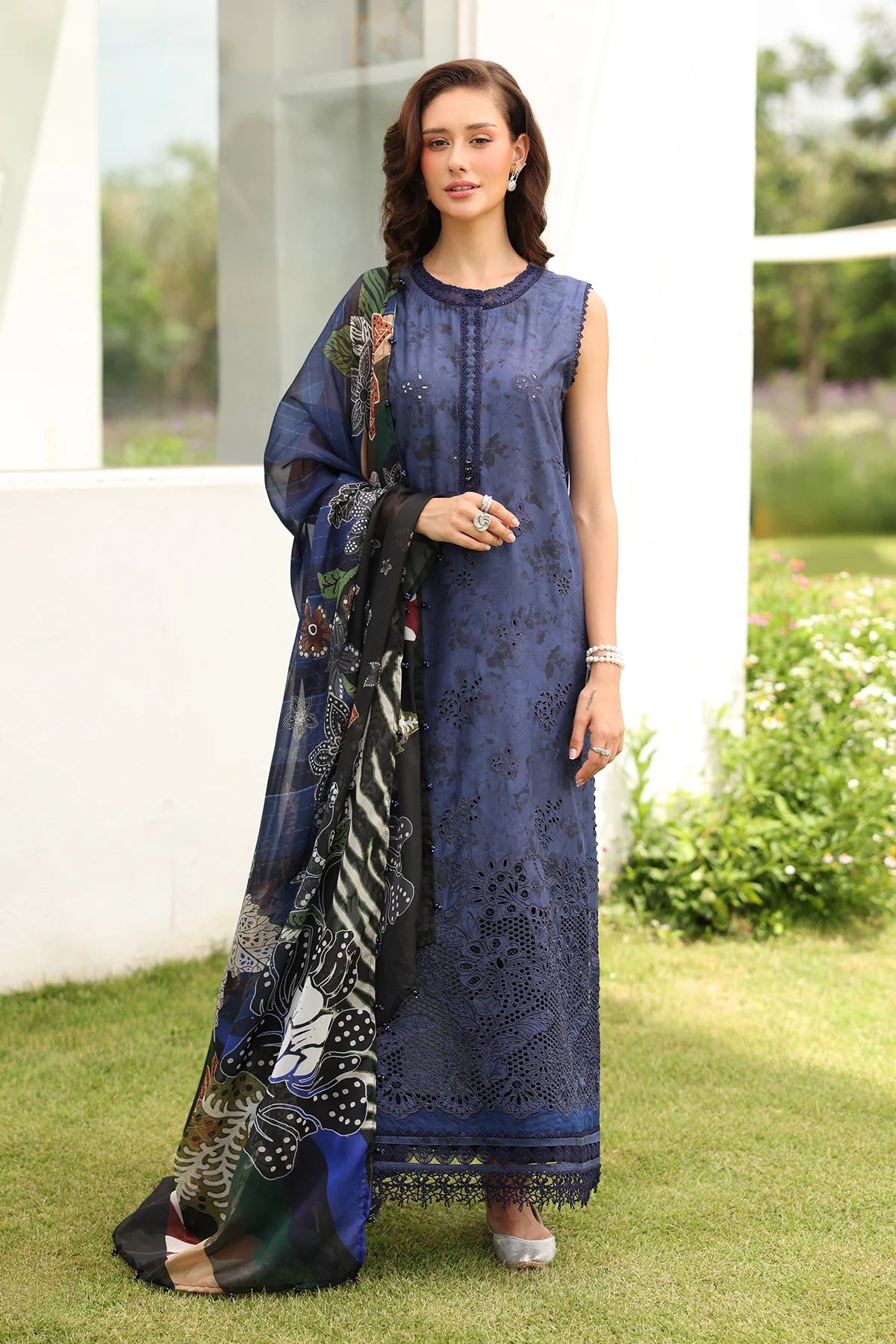 baroque embroidered dress Chiffon Dress - Embroidered Baroque Style