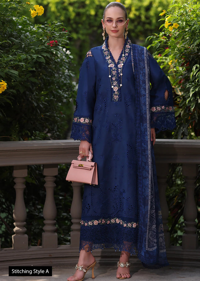 Noor By Saadia Asad | Noor Eid Luxury Schiffli Laserkari' 25 - Royal Blue