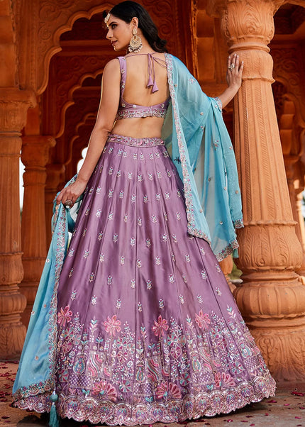 Lavender Embroidered Lehenga Choli