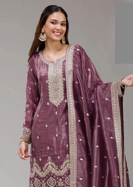 Sequins Embroidered Sharara Suit