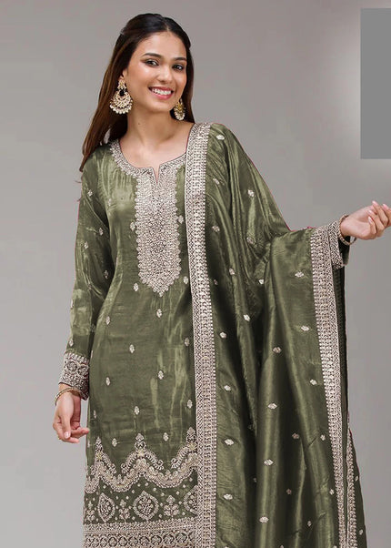 Sequins Embroidered Sharara Suit