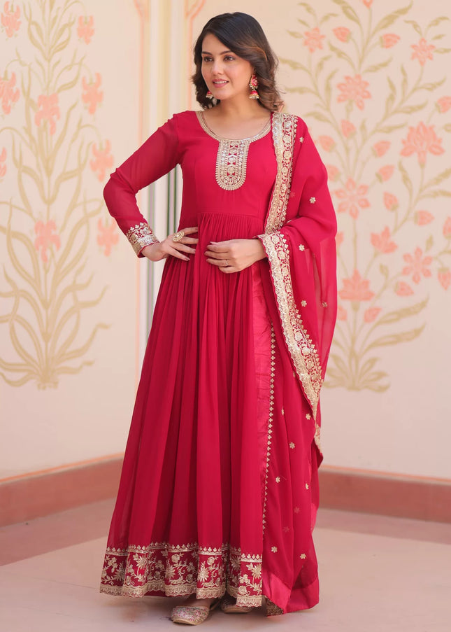 Pink Embroidered Anarkali Gown
