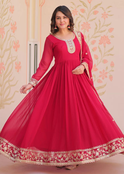Pink Embroidered Anarkali Gown