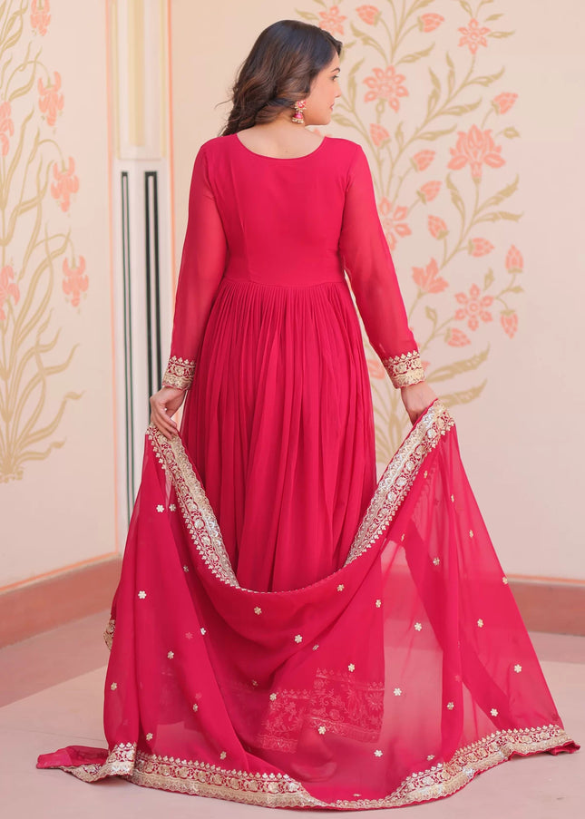 Pink Embroidered Anarkali Gown