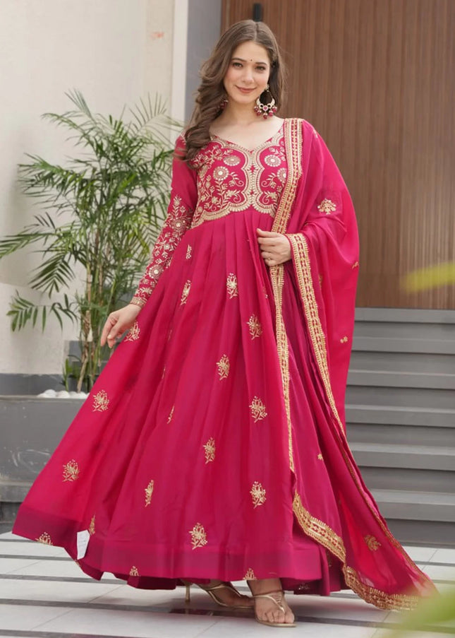 Pink Embroidered Anarkali Gown