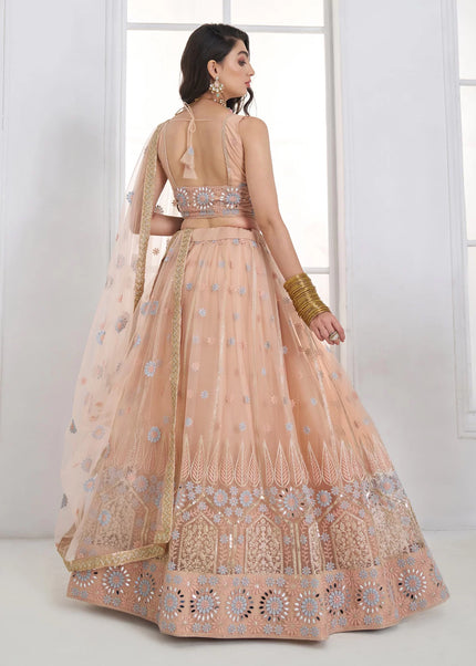 Peach Embroidered Lehenga Choli