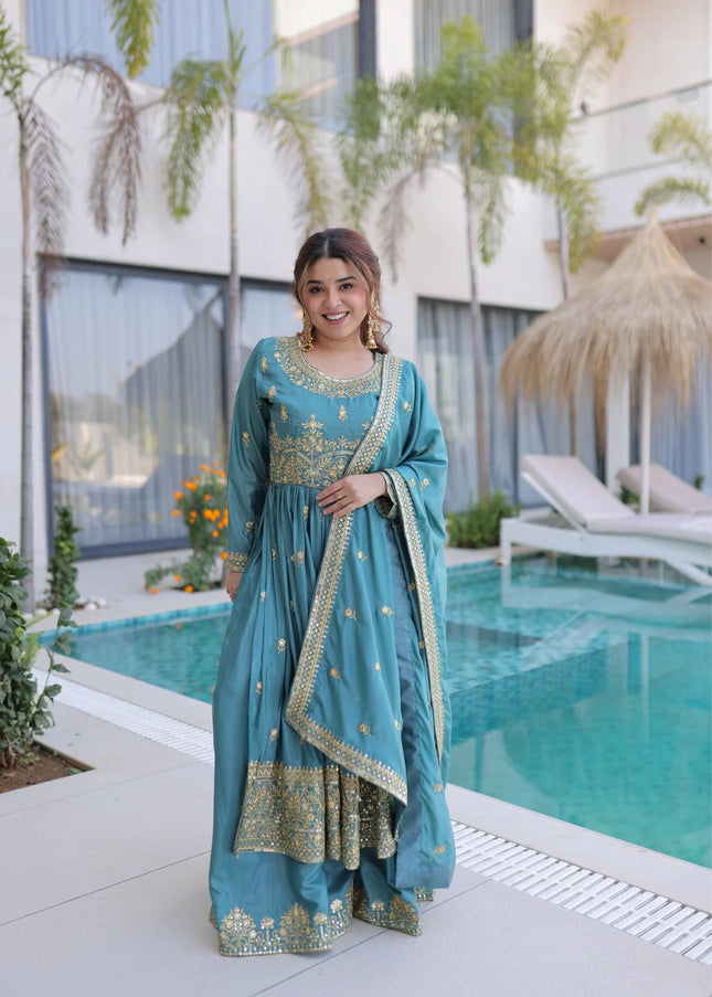 Silk Embroidered Sharara Suit Series