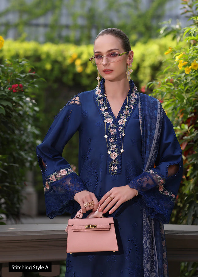 Noor By Saadia Asad | Noor Eid Luxury Schiffli Laserkari' 25 - Royal Blue