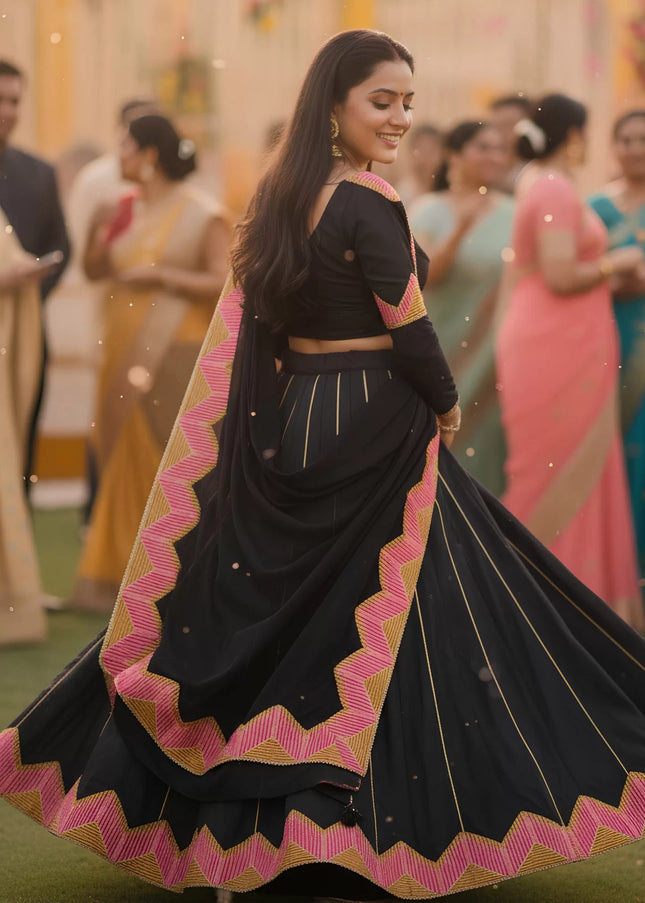 Black Embroidered Lehenga Choli