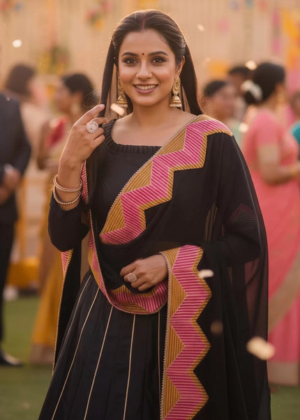 Black Embroidered Lehenga Choli