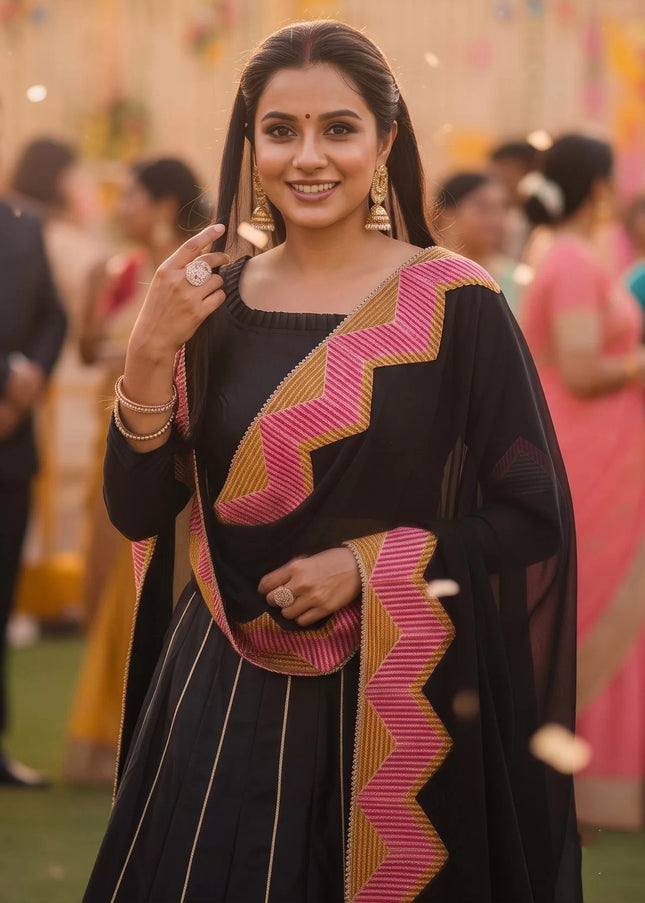 Black Embroidered Lehenga Choli