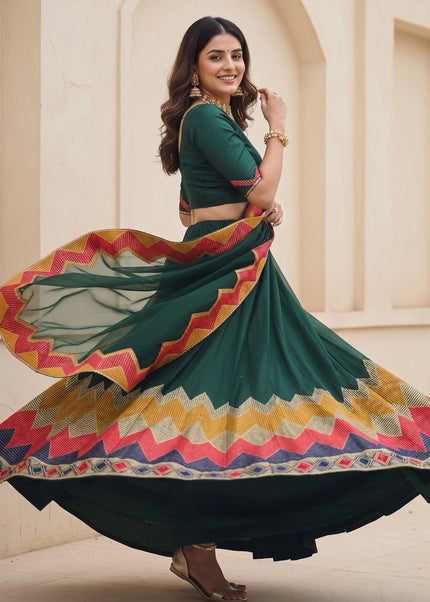 Green Embroidered Lehenga Choli
