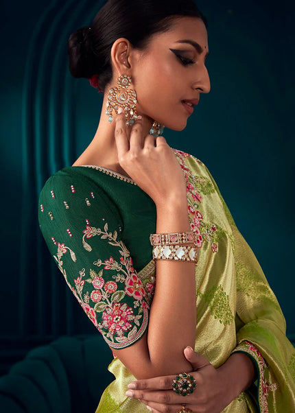 Green Embroidered Wedding Saree