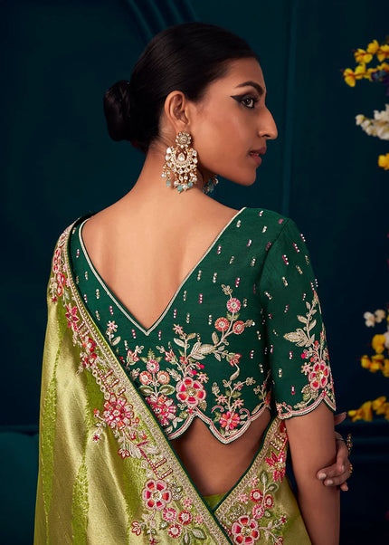Green Embroidered Wedding Saree
