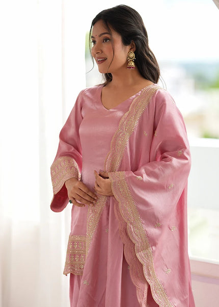Pink Embroidered Salwar Suit