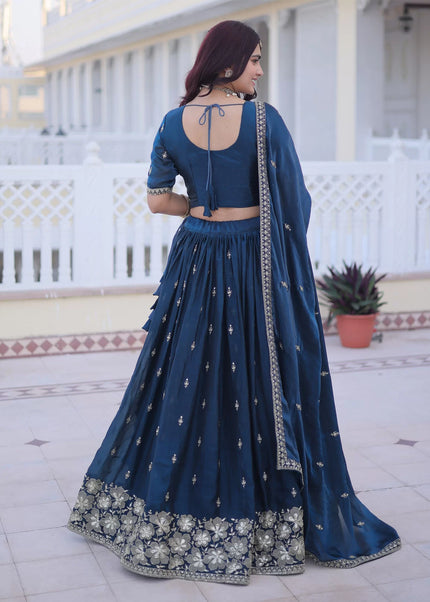 Teal Embroidered Lehenga Choli