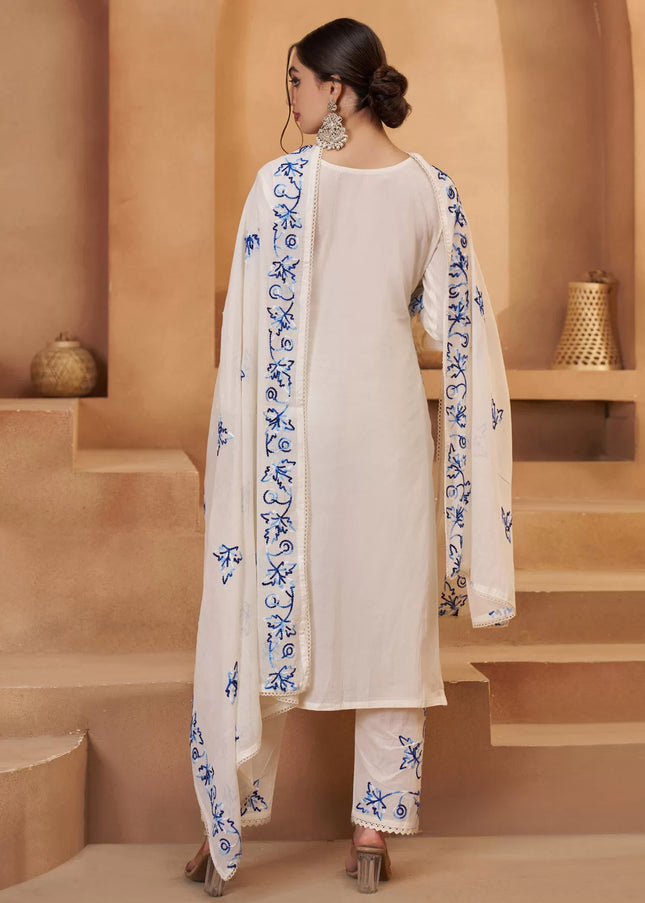 Offwhite Embroidered Pant Suit