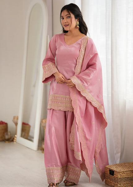 Pink Embroidered Salwar Suit