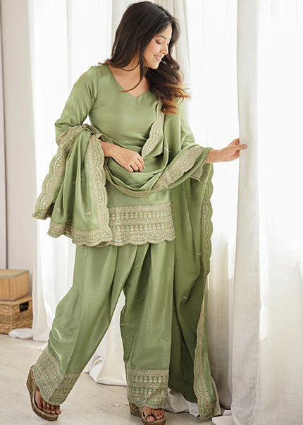 Green Embroidered Salwar Suit