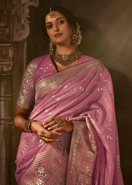 Pink Embroidered Wedding Saree