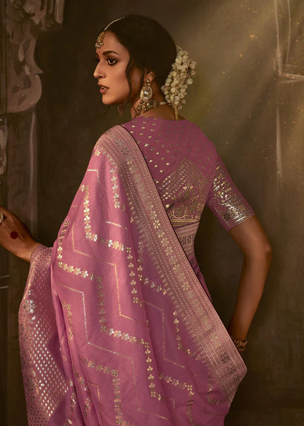 Pink Embroidered Wedding Saree