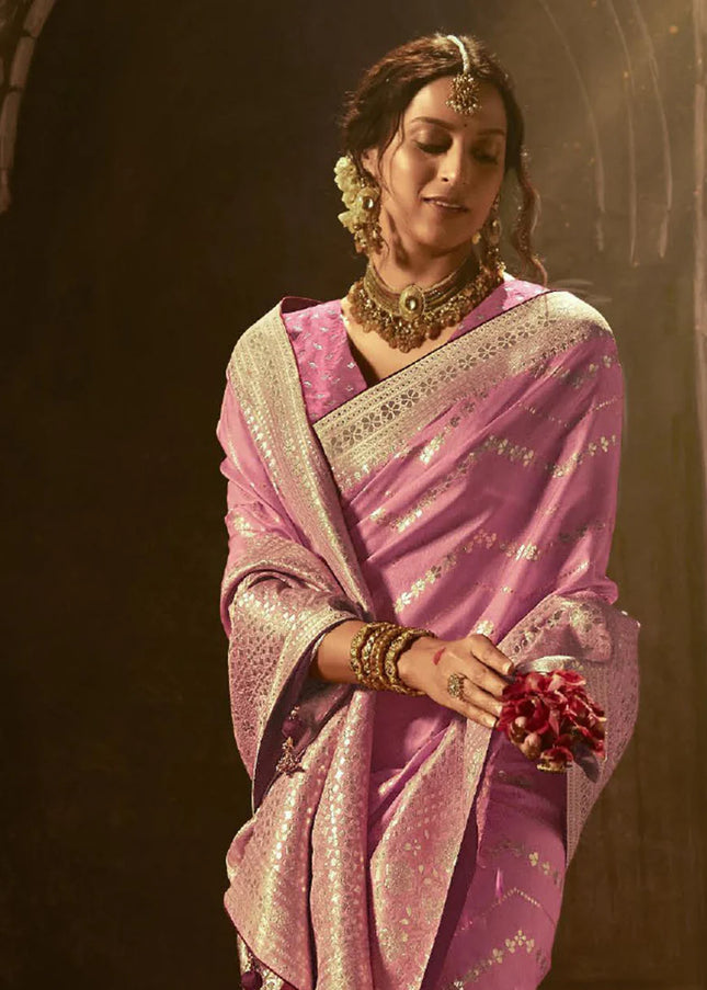 Pink Embroidered Wedding Saree