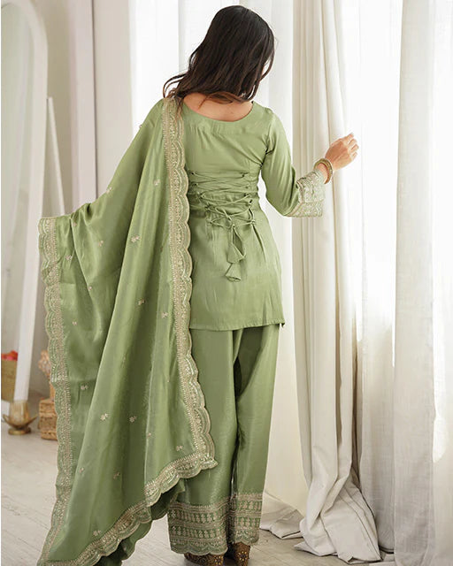 Green Embroidered Salwar Suit