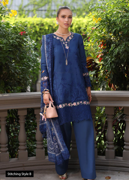 Noor By Saadia Asad | Noor Eid Luxury Schiffli Laserkari' 25 - Royal Blue