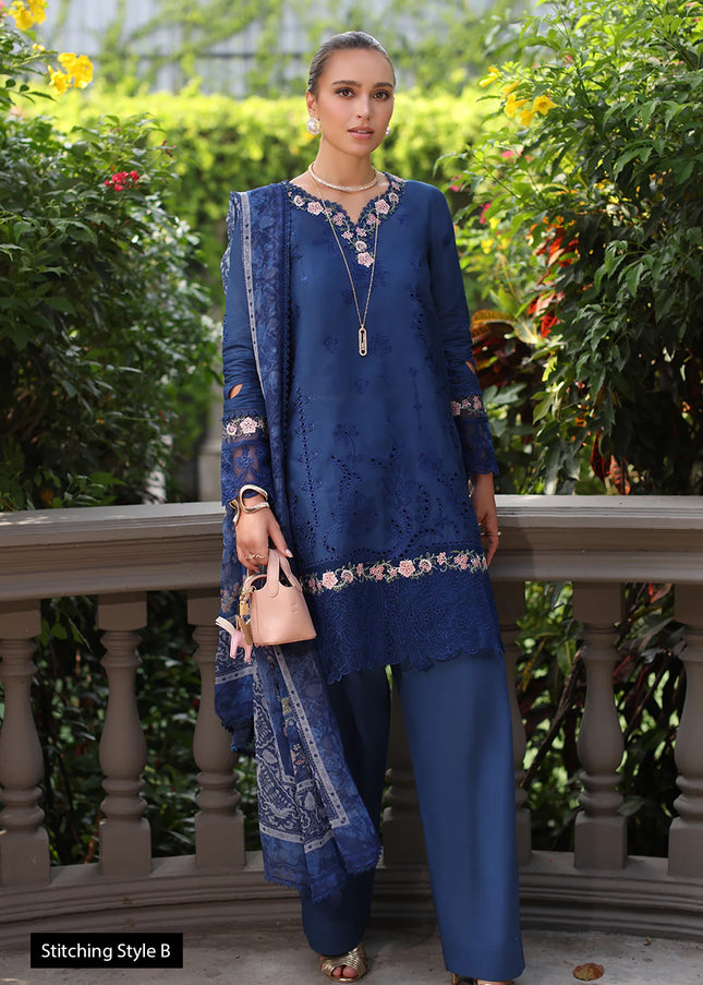 Noor By Saadia Asad | Noor Eid Luxury Schiffli Laserkari' 25 - Royal Blue