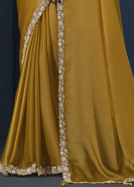 Mustard Embroidered Wedding & Festive Saree
