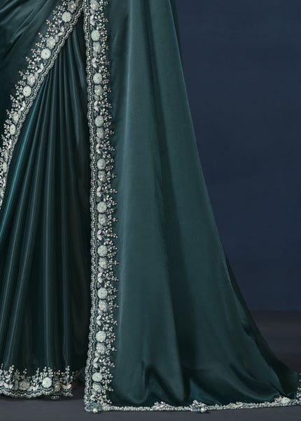 Teal Green Embroidered Wedding & Festive Saree