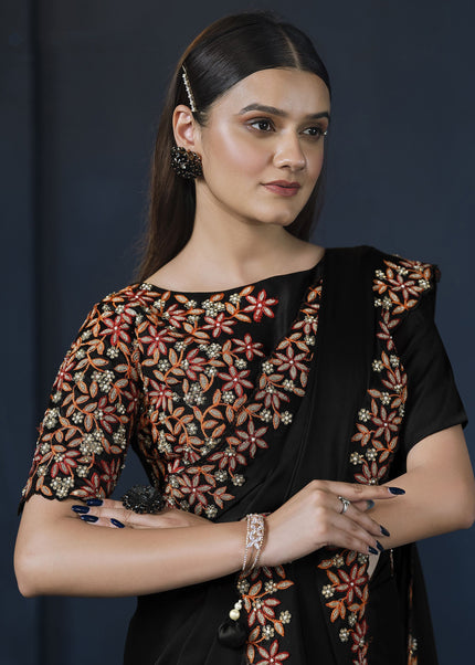 Black Embroidered Wedding & Festive Saree
