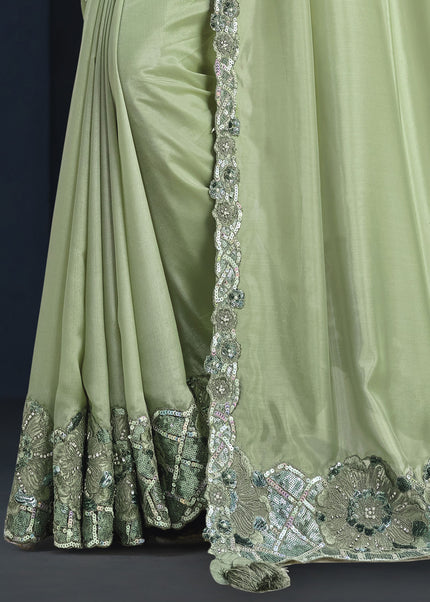 Sea Green Embroidered Wedding & Festive Saree