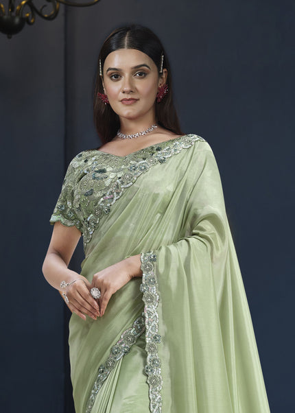 Sea Green Embroidered Wedding & Festive Saree