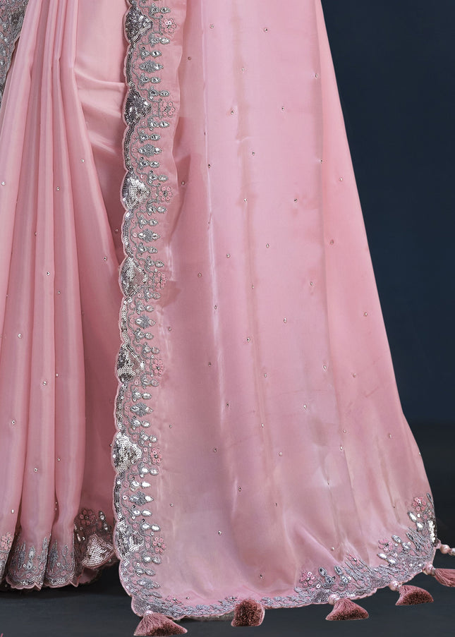 Pink Embroidered Wedding & Festive Saree