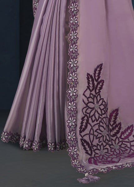 Lilac Embroidered Wedding & Festive Saree