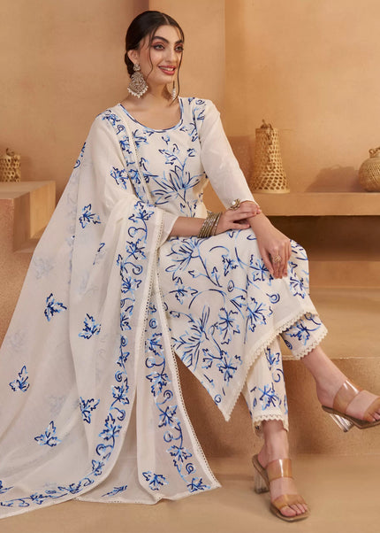 Offwhite Embroidered Pant Suit