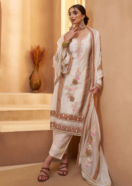 Offwhite Embroidered Pant Suit