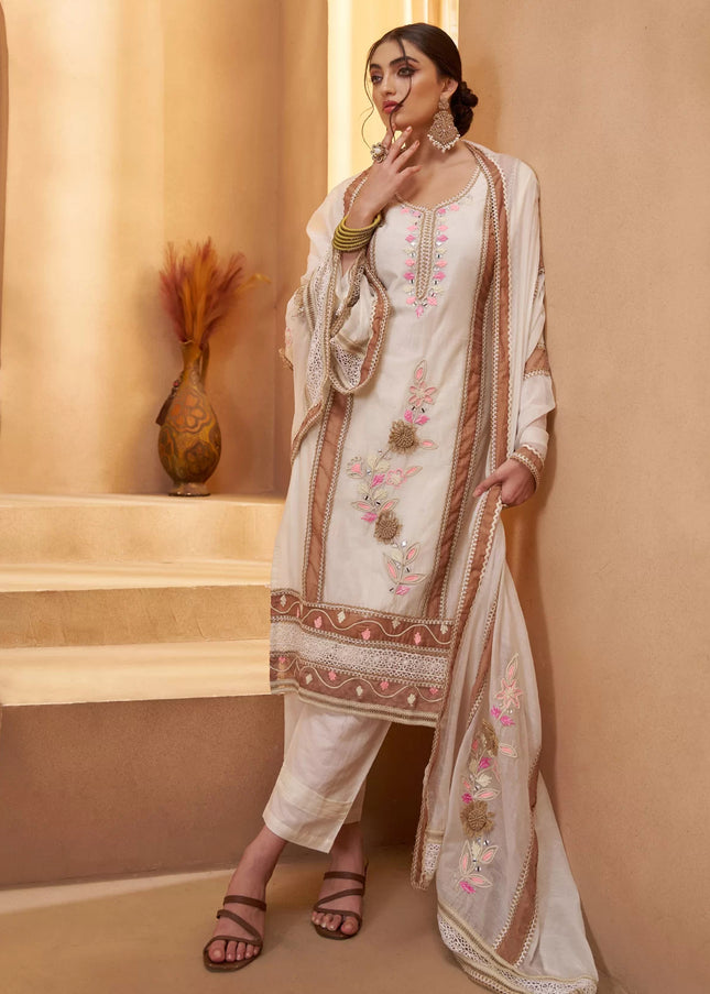 Offwhite Embroidered Pant Suit