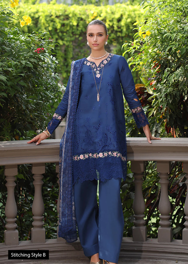 Noor By Saadia Asad | Noor Eid Luxury Schiffli Laserkari' 25 - Royal Blue