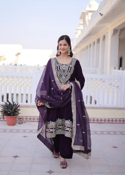 Velvet Embroidered Pant Style Suit Series