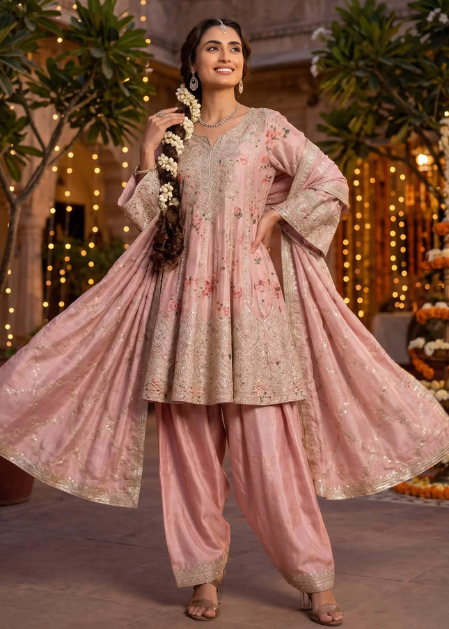 Pink Embroidered Salwar Suit