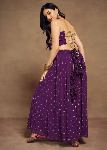 Purple Floral Embroidered Co-Ord Set