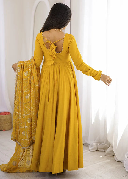 Yellow Embroidered Anarkali
