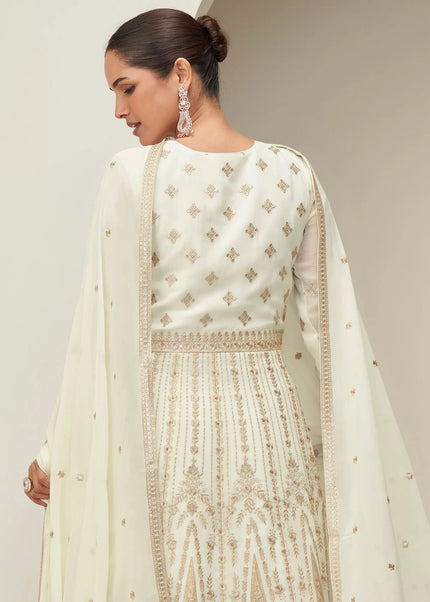 Offwhite Embroidered Anarkali Gown