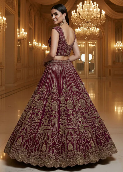 Maroon Embroidered Lehenga Choli