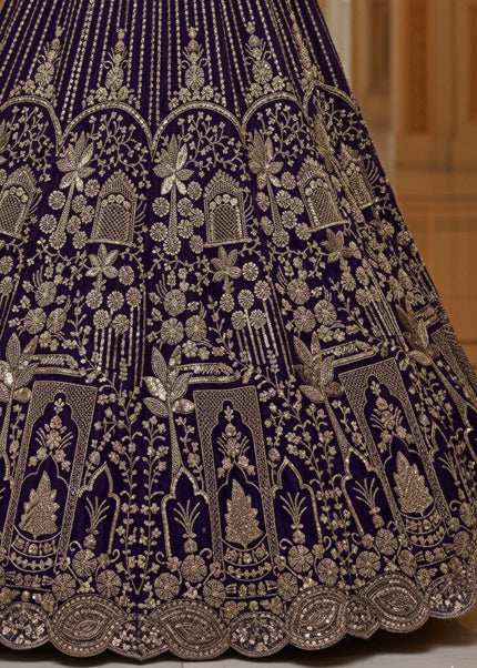 Purple Embroidered Lehenga Choli