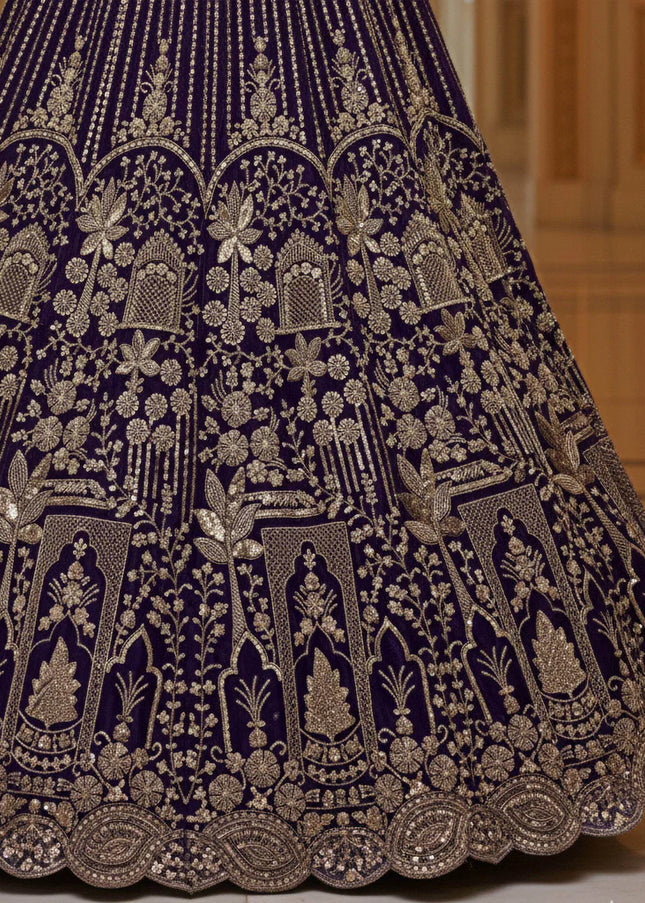 Purple Embroidered Lehenga Choli