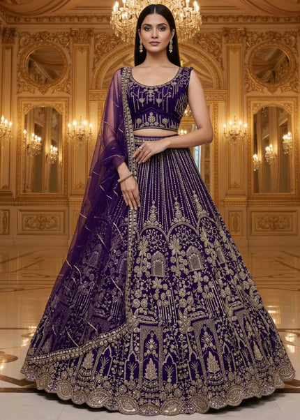 Purple Embroidered Lehenga Choli