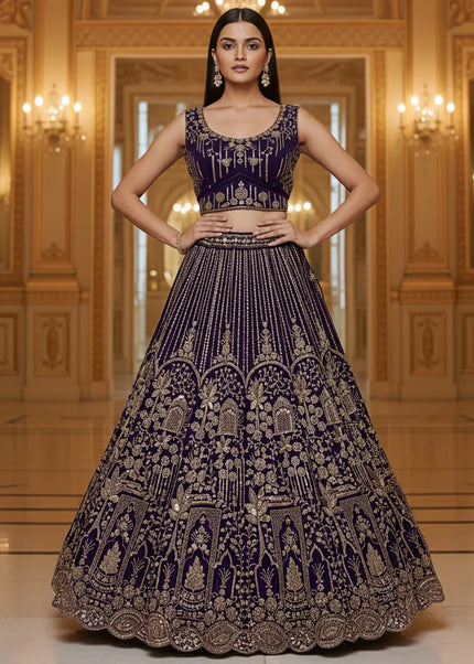 Purple Embroidered Lehenga Choli
